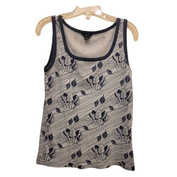 Gap Women's Floral Leaves Navy Blue Tank Top Size Medium - Picture 1 of 5